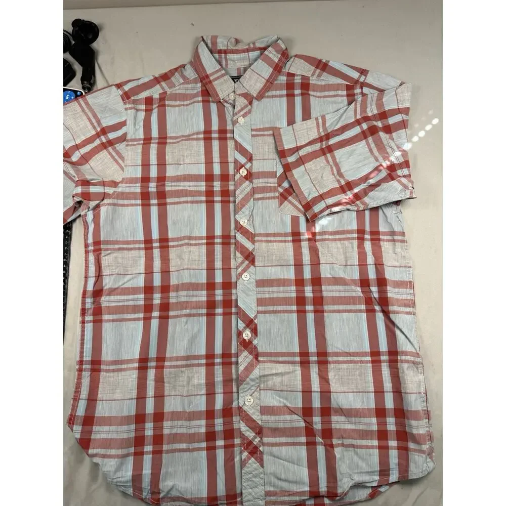 The North Face Plaid Button Front Shirt Mens Medium Red Blue Casual